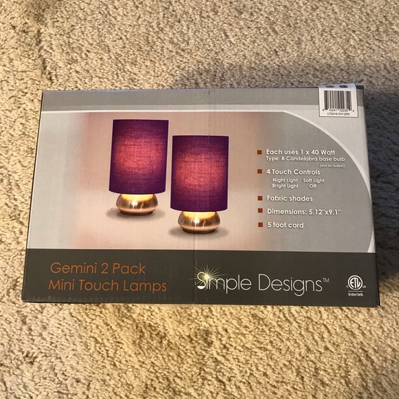 Simple Designs Gemini Mini Touch Lamps 2 Pack - Picture 3 of 10